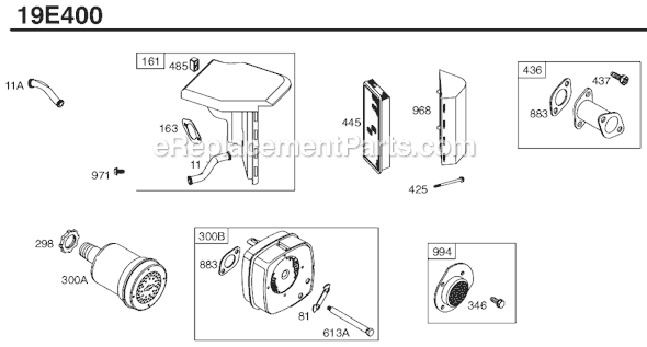 Page D Diagram and Parts List for 19E400SERIES 0069-1168 Briggs and Stratton Engine
